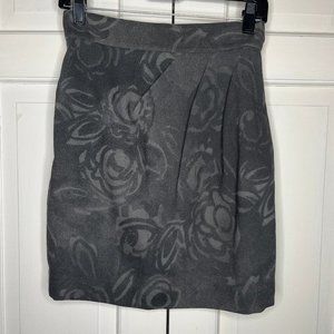 MaxMara Gray Watercolor‎ Floral Wool Pencil Skirt Sz 8